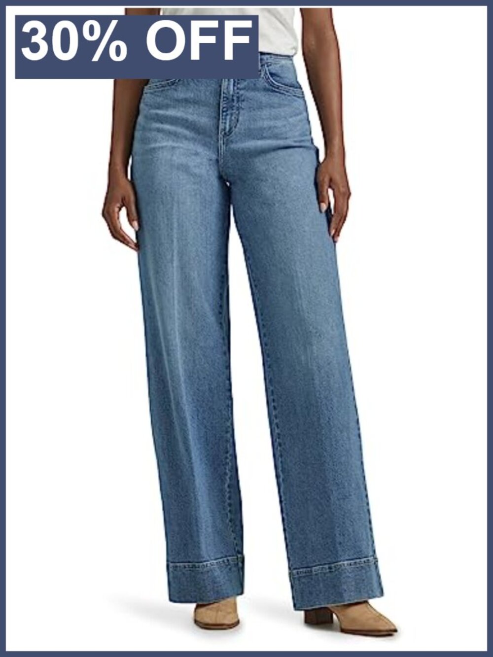 Women's High Rise Trouser Jeans Relaxed Fit Stretch Denim Casual